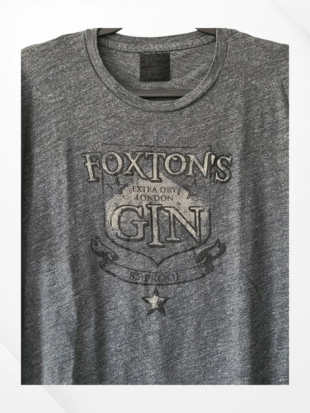 J. Crew Mens Size XL Heather Charcoal Foxton’s London Gin Graphic T-Shirt